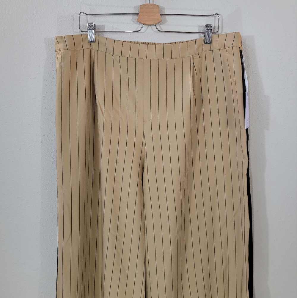 LA LIGNE For Target Tan Side Stripe Wide Leg Trouser Pant Size 1X - Picture 2 of 11
